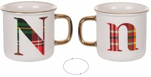 Tivoli Tazza 300 ml in new bone China, tartan, Monogram N