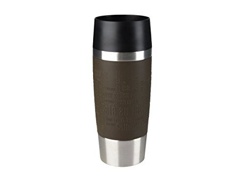 Emsa Travel Mug Bicchiere Termico con Chiusura Quick Press, Acciaio Inossidabile, Marrone, 0,36 L