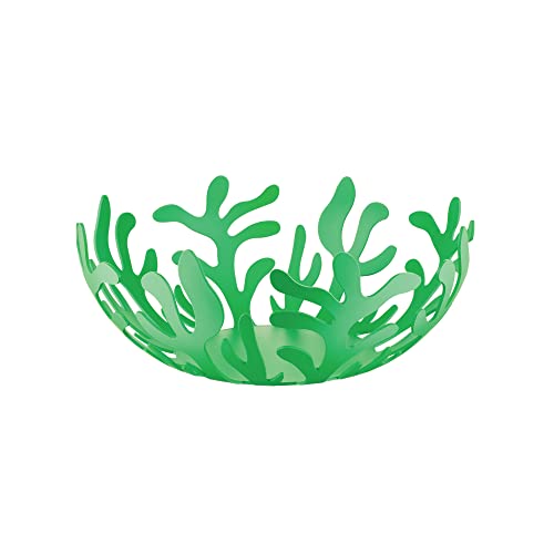 Alessi Mediterraneo  Fruttiera di Design in Acciaio Colorato con Resina Epossidica, Diametro 25cm, Verde