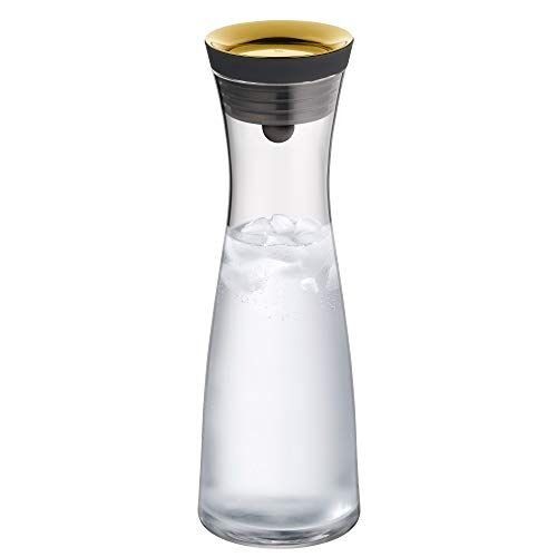 WMF Caraffa d'acqua di base, 1.0 l, Altezza 29 cm, Caraffa di vetro, Coperchio in silicone, Chiusura CloseUp, Oro