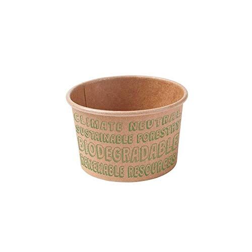 GREENBOX Bicchieri da ghiaccio biologici in cartone, 50 pezzi, in cartone kraft, marrone, compostabili, non sbiancati, con rivestimento in PA, bicchieri da cibo da tè, biodegradabili, 75 ml