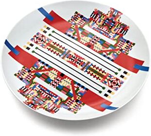 Alessi Piatto per Dolci in Porcellana Decorata, Multicolore, 2.5 cm x 30 cm x 30 cm