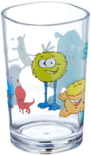 Emsa Bicchiere per bambini, 0,2 litri, design mostro, blu/giallo, 1 pezzo (confezione da 1)