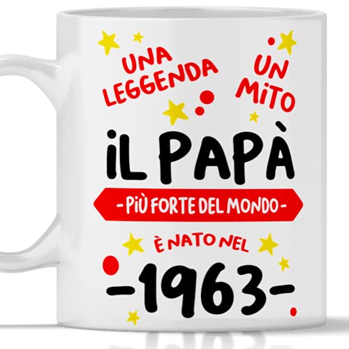 Tee Tazza compleanno 61 Anni Papà Regalo per Uomo Regalo festa del papà e natale per uomo nato 1963 Tazze per Regali Divertenti Gadget Divertente per Lui 61 Anni