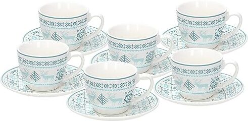 Tognana Polar, set 6 tazze caffè con piatto, new bone china, Bianco