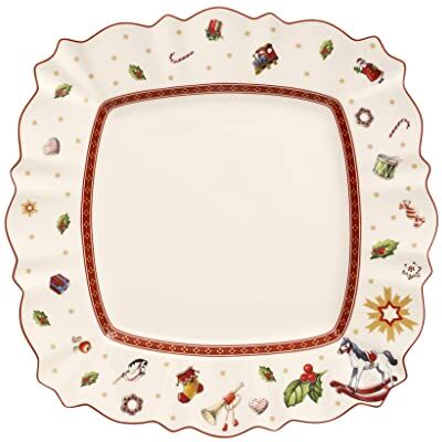 Villeroy & Boch Toy's Delight Piatto Piano, Quadrato, Porcellana, Bianco/Rosso, 28.5x28.5x0.1 cm