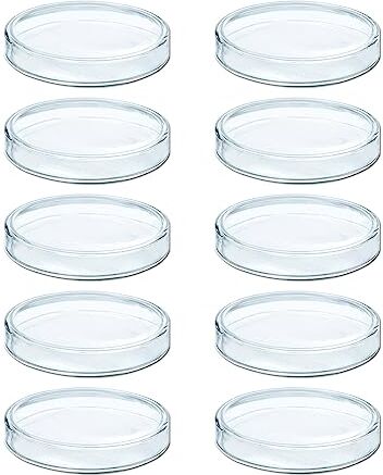 AOOOWER 10PCS Piastre di Petri in Vetro Borosilicato per Bioresearch Sterili Petri Piastre per Medicali Biologico Scho Laboratorio Vetreria Sostituzione Piatto di Cultura Forniture Scientifiche