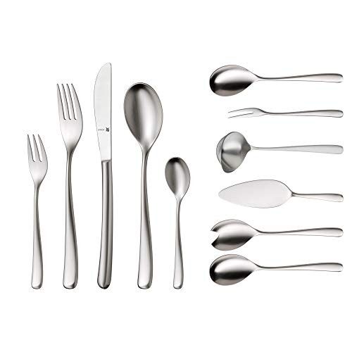 WMF Besteck-Set 66-Teilig für 12 Personen Vision Cromargan Protect Edelstahl mattiert Extrem kratzbeständig mit eingesetzter Messerklinge Posate per Bambini, Inossidabile, Grigio Acciaio, unità