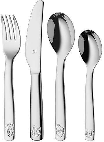 WMF Set posate bimbini Fattoria in Acciaio Inox 18/10 Cromargan, set 4 pezzi con Coltello, Forchetta, Cucchiaio e Cucchiaino