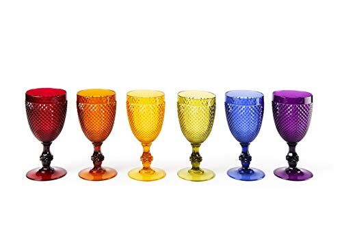 Excelsa Diamond Set 6 Calici da Vino Infrangibili, Plastica, Multicolore