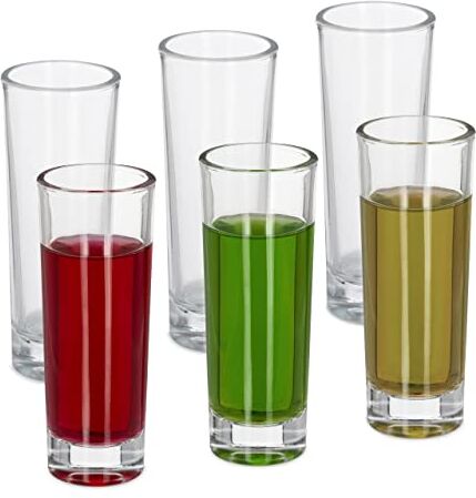 Relaxdays Set da 6 Bicchieri, 6 cl, Vetro, Shot, caffè, Base Pesante, Resistenti, Lavabili in Lavastoviglie, Trasparenti, 6 pz