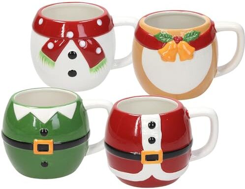 Tognana Christmas Folks, set 4 mug 460 cc, Stoneware, multicolor