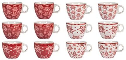 H&H set 12 tazze caff grace in new bone china colore rosso cc100