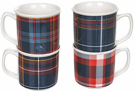 Tivoli Tartan Set 4 Mug colazione in new bone china 350 ml