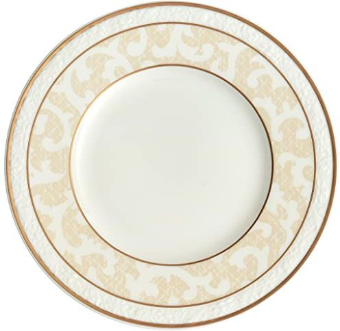 Villeroy & Boch Ivoire Piatto per Pane con Bordi Dorati e Ornamenti, Lavabile in Lavastoviglie, Porcellana Premium Bone, 180 mm