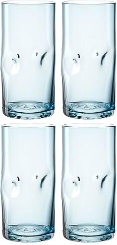 LEONARDO HOME Leonardo Vesuvio  Set di 4 bicchieri in vetro di alta qualità in forma organica, contenuto 330 ml, fatto a mano, lavabile in lavastoviglie, 4 bicchieri di colore blu