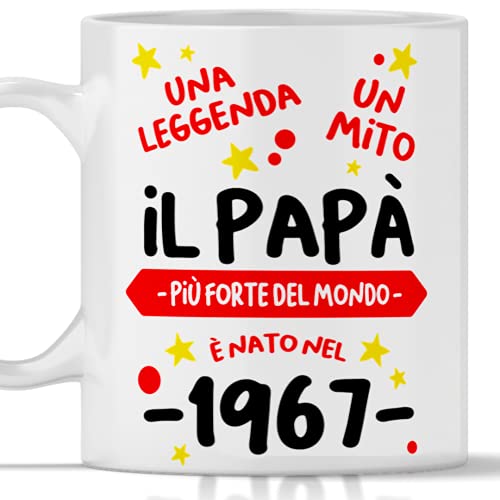 Tee Tazza compleanno 57 Anni Papà Regalo per Uomo Regalo festa del papà e natale per uomo nato 1967 Tazze per Regali Divertenti Gadget Divertente per Lui 57 Anni