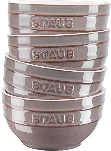 STAUB Ceramique Ciotole per cereali, 400 ml, 4 pezzi, ciotole da portata, ciotole da dessert, in ceramica grigio antico, 12 cm