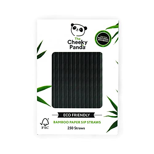 Panda Cannucce per cocktail nere in carta di bambù   Confezione da 250 cannucce   Perfetto per cocktail, 100% biodegradabile, privo di plastica, ecologico, resistente e sostenibile