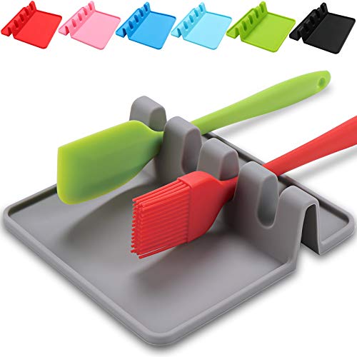 Sinnsally Poggiamestolo Silicone,Posamestoli,Supporto per Cucchiai da Cucina,Ripiano per Utensili da Cucina,Posa Mestoli con Salvagoccia- Porta Mestoli da Cucina- Poggia Mestolo Cucina-Vassoio da Cucina