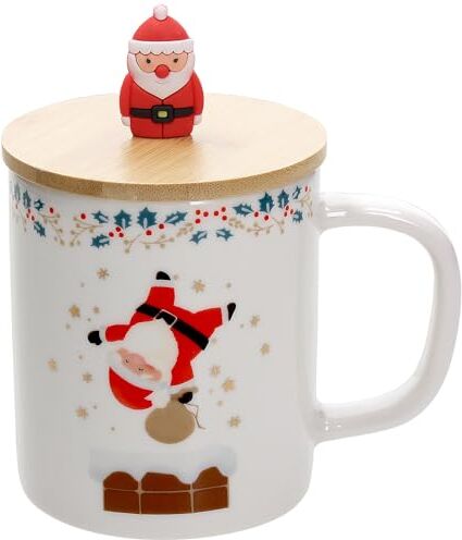 Tognana Cheery Santa, Mug con coperchio 400 cc, New bone China, rossso