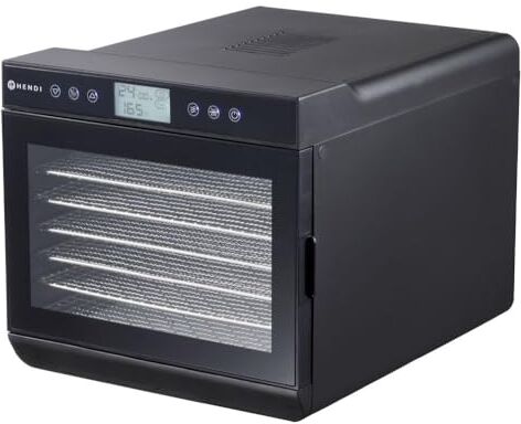 HENDI Essiccatoio, 7 vassoi, per alimenti, frutta- carne- frutta- verdura- pesce- erbe disidratatore, 230V, 500W, 345x450x(H)315mm, acciaio inossidabile