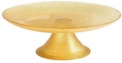 H&H alzata con piede charme gold in vetro effetto glitter colore oro cm 21,5