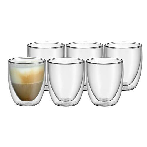 WMF Kult Set di 6 bicchieri da cappuccino a doppia parete, 250 ml, effetto fluttuante, calici termici, bicchieri da tè resistenti al calore, bicchieri da caffè, 6 pezzi (confezione da 1)