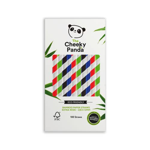 Panda Cannucce di carta in bambù extra larghe (perfette per frullati), confezione da 100 cannucce 100% biodegradabili, senza plastica, ecologiche, resistenti e sostenibili