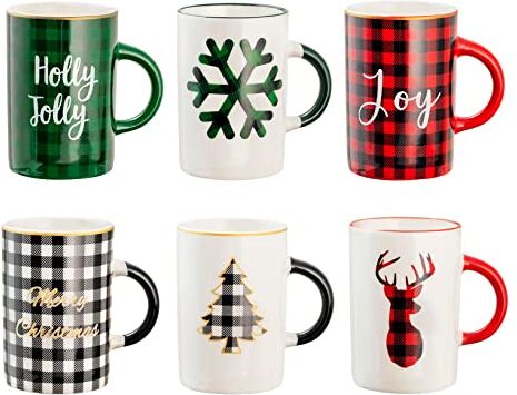 H&H set 6 mug tartan cc415