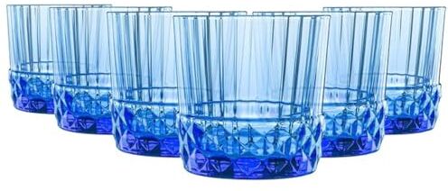 Bormioli Rocco America Set 6 Bicchieri Blu Dof, Vetro, 38cl, 300 milliliters, Sapphire Blue