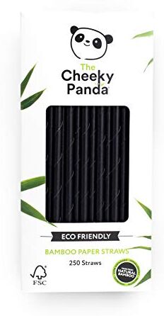 Panda – Bamboo Black Paper Straws   Pack of 250 Straws   100% Biodegradable, Plastic-Free, Eco-Friendly, Strong & Sustainable