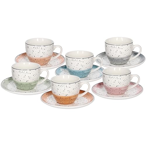 Tognana Sienna, set 6 tazze tè con piatto, new bone china, multicolor