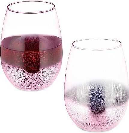 Relaxdays Bicchieri da Vino Senza Stelo, Set da 2 Calici da Cocktail o per Acqua e Bevande, 500 ml Ciascuno, Rosa, 12 x 9.5 x 9.5 cm