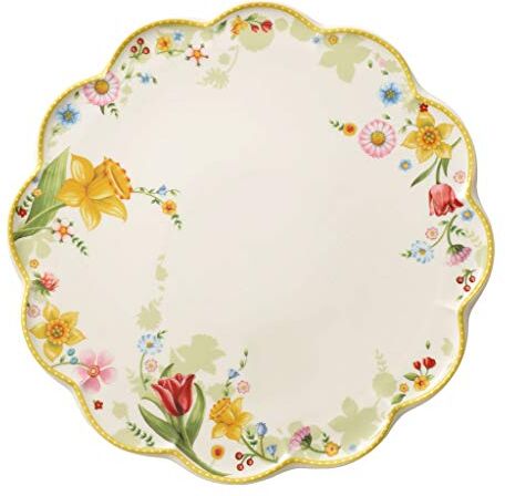 Villeroy & Boch Spring Awakening Piatto per Dolci Prato Fiorito, Porcellana, Multicolore, 33 cm