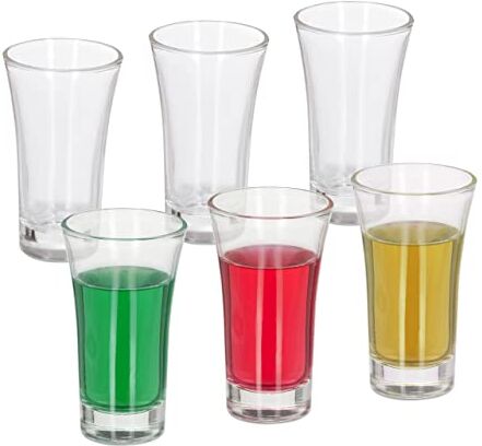 Relaxdays Set da 6 Bicchieri, 6 cl, Vetro, Shot, caffè, Base Pesante, Resistenti, Lavabili in Lavastoviglie, Trasparenti, 6 pz