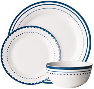 PREMIER Housewares Servizio Tavola 12 pezzi Bianco/Blu