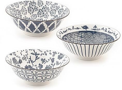 H&H set 3 bowl poke seta in porcellana cm 21