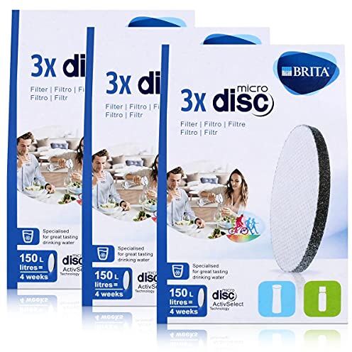 Brita Filtro dell'acqua MicroDisc 3 pezzi. Adatto per bottiglie di filtro dell'acqua  fill&go e caraffe filtro acqua  fill&serve (confezione da 3)