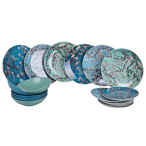 Tivoli Servizio piatti 18 pezzi in gres e new bone china,6 posti tavola, Japanese Dream,