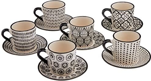 H&H set 6 tazze caff in stoneware vhera con piatto cc90