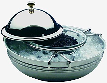 APS Caviar cooler, 4 pezzi, caviale cooler, caviale, caviale ciotola, buffet cooler Ø 18 cm, altezza: 12 cm, 18/8 acciaio inox lucido, ciotola in vetro Ø 10 cm