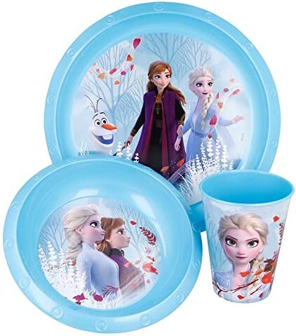 Stor Set 3 Pezzi (Piatto, Ciotola e Bicchiere Easy 260 ML) Frozen II Blue Forest, Multicolore, Estándar