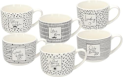 Tognana Mood, Set 6 tazze colazione, 450 cc, New Bone China, nero