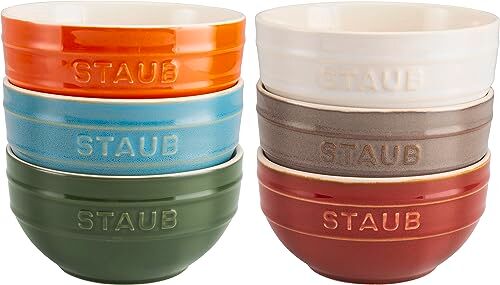 STAUB Ceramique Set di ciotole arcobaleno, 400 ml, in ceramica, 12 cm, 6 pezzi