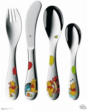 WMF Set posate bimbini Winnie the Pooh in Acciaio Inox 18/10 Cromargan, set 4 pezzi con Coltello, Forchetta, Cucchiaio e Cucchiaino