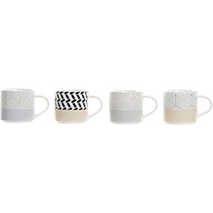 Tazza DKD Home Decor Beige Bianco Grigio - Set di 4 - 420 Ml Tazza DKD Home Decor Beige Bianco Grigio - Set di 4 - 420 Ml