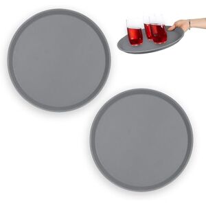 Relaxdays Vassoio Antiscivolo, Set da 2, Rotondo Ø 35 cm, da Portata, per Servizio Ristorante, Bar, Cucina Casa, Grigio Relaxdays Vassoio Antiscivolo, Set da 2, Rotondo Ø 35 cm, da Portata, per Servizio Ristorante, Bar, Cucina Casa, Grigio