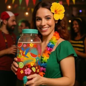 FIESTAS GUIRCA Distributore Esotico di Bevande Riutilizzabile (4L) Decorazione da Tavolo per Feste Estive e di Laurea Ideale per Birra e Cocktail Multicolore Trasparente FIESTAS GUIRCA Distributore Esotico di Bevande Riutilizzabile (4L) Decorazione da Tavolo per Feste Estive e di Laurea Ideale per Birra e Cocktail Multicolore Trasparente