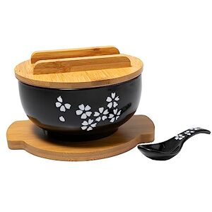 lachineuse Grande ciotola in porcellana asiatica Zuppa e noodles Nero ⌀ 16 cm Stile giapponese Sakura Capacità 1000 ml Cucchiaio, bacchette e supporto Decorazione regalo giapponese lachineuse Grande ciotola in porcellana asiatica Zuppa e noodles Nero ⌀ 16 cm Stile giapponese Sakura Capacità 1000 ml Cucchiaio, bacchette e supporto Decorazione regalo giapponese